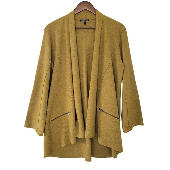 Eileen Fisher Sweaters - Eileen Fisher  Merino Wool Open Front Cardigan Jacket Womens Sz S Mustard Yellow